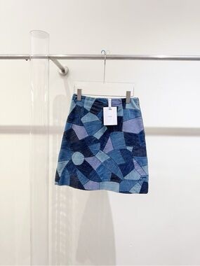 Dior Blue Geometric Patchwork Mini Dress